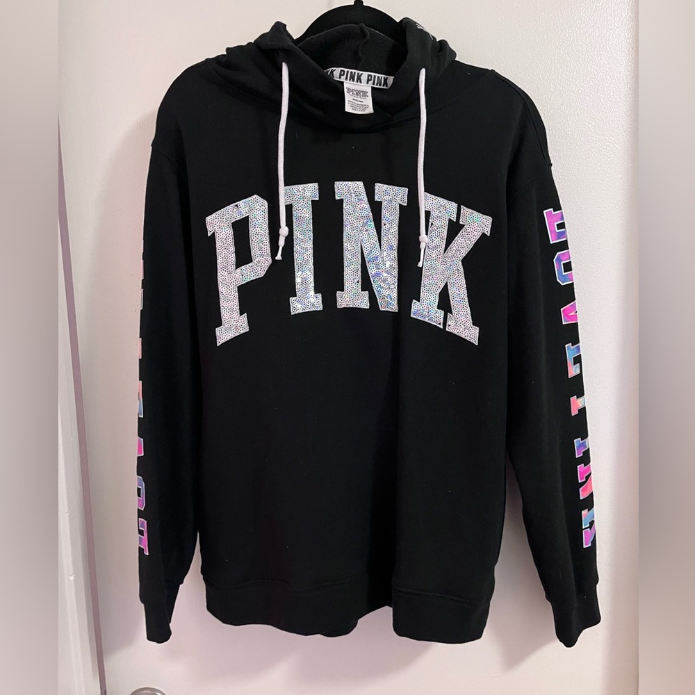 PINK bling water color hoodie size M